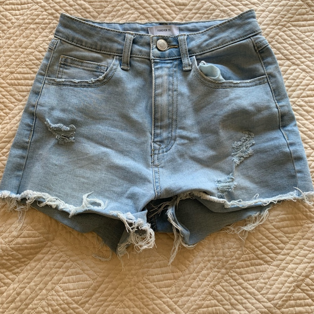Cute Light Wash Booty Shorts